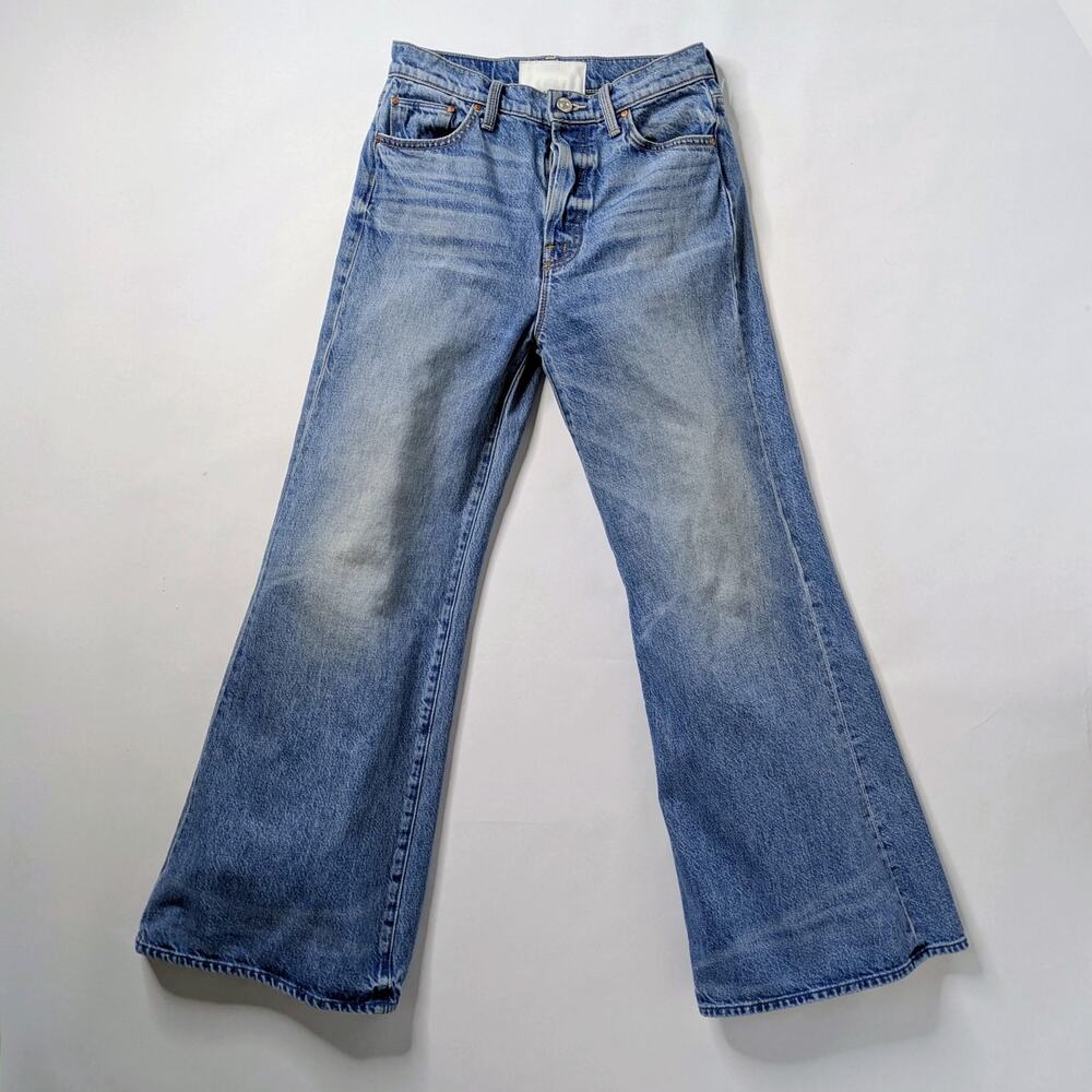 MOTHER Superior Tomcat Roller Jeans 26 Blue High Rise Wide Leg Button Fly Cotton